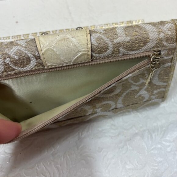 VTG Guess Canvas Logo Alligator Faux Print Snap Clutch Wallet 6.5"x3.5" - Picture 8 of 16